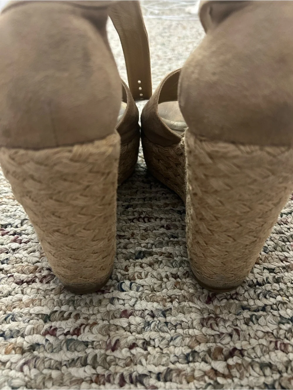 Stuart Weitzman Tan Suede Espadrille Wedge Sandals - Picture 4 of 5